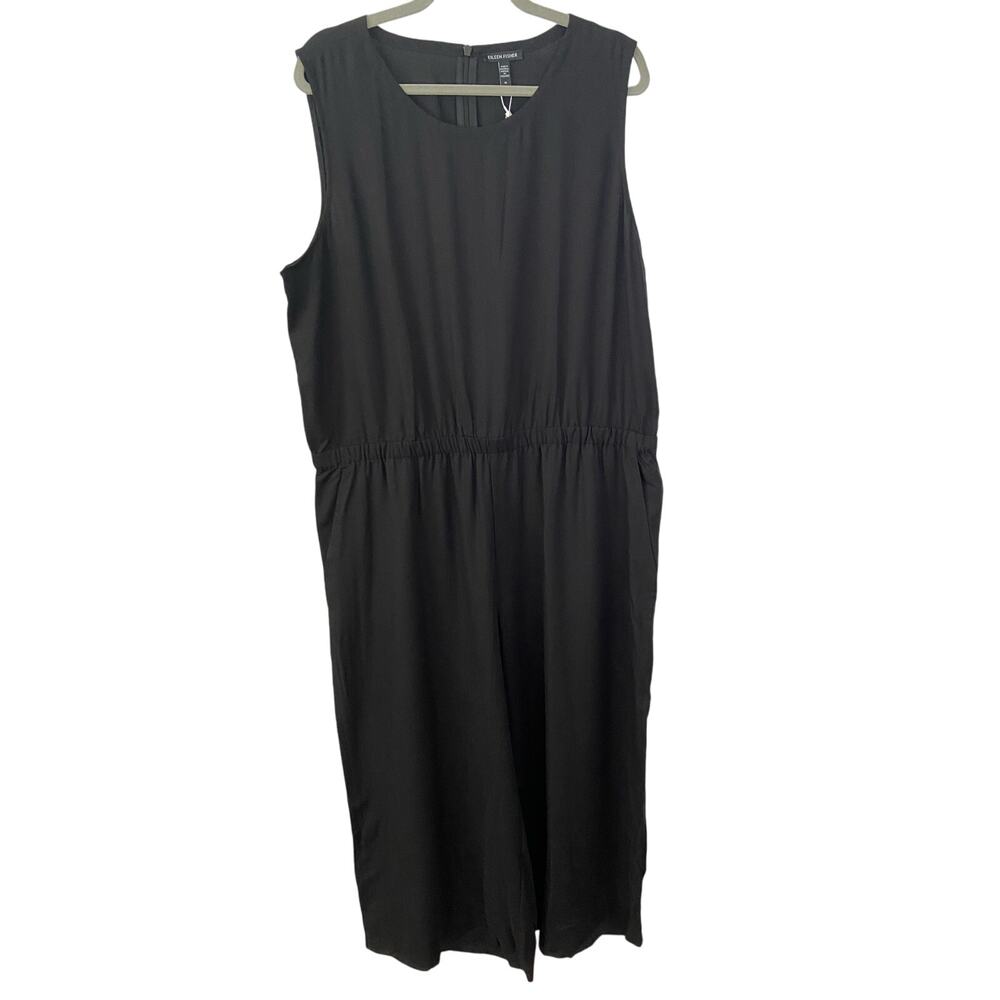 Eileen Fisher Round Jumpsuit Neck Wide Leg Casual Preppy Office Fall Winter XS